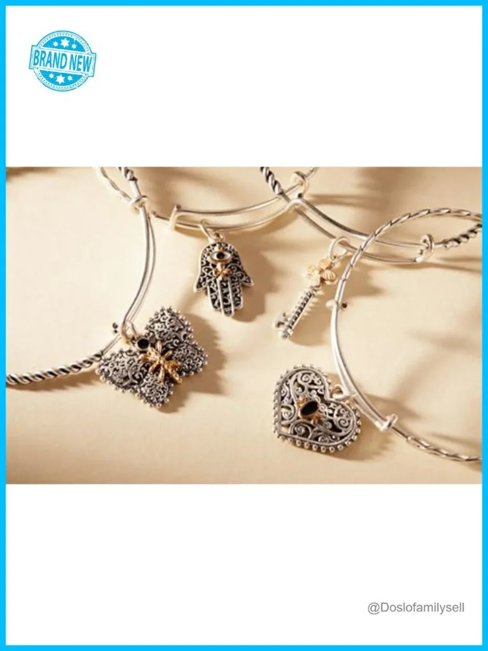 Adjustable Expandable Charm Bangle Bracelet